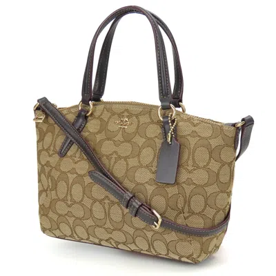Pre-owned Coach Brown Khaki Canvas Leather Handbag Shoulder Bag ()