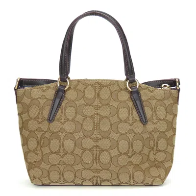 Pre-owned Coach Brown Khaki Canvas Leather Handbag Shoulder Bag ()
