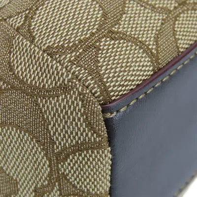 Pre-owned Coach Brown Khaki Canvas Leather Handbag Shoulder Bag ()