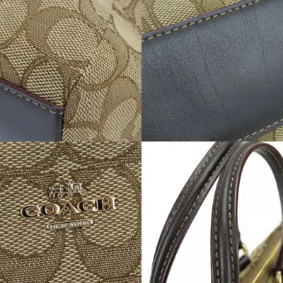 Pre-owned Coach Brown Khaki Canvas Leather Handbag Shoulder Bag ()