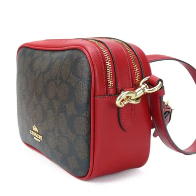 Pre-owned Coach Brown Red Color Pvc Leather Shoulder Bag ()