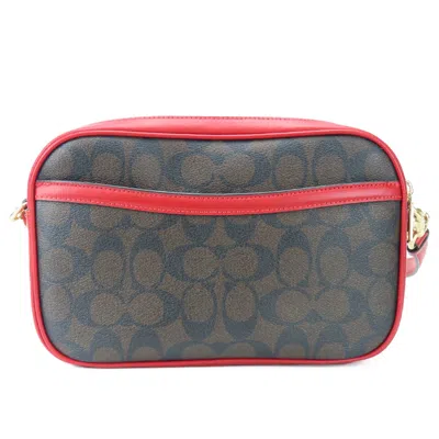 Pre-owned Coach Brown Red Color Pvc Leather Shoulder Bag ()