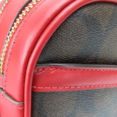 Pre-owned Coach Brown Red Color Pvc Leather Shoulder Bag ()