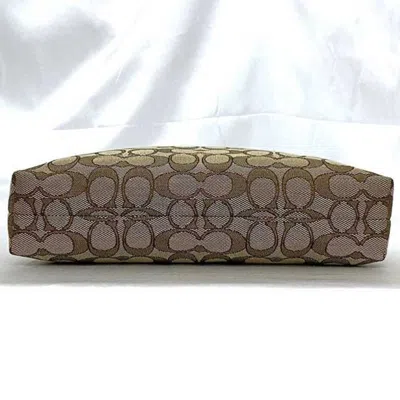 Pre-owned Coach Signature Beige Brown Signature Line Shoulder Bag ()