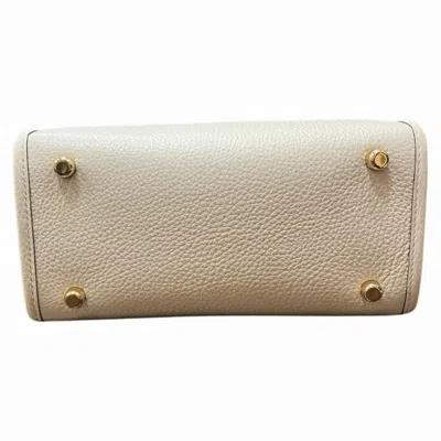 Pre-owned Coach Signature Beige White Leather Handbag Shoulder Bag ()