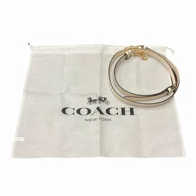 Pre-owned Coach Signature Beige White Leather Handbag Shoulder Bag ()