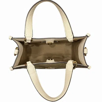 Pre-owned Coach Signature Beige White Leather Handbag Shoulder Bag ()