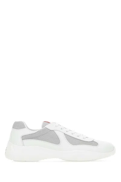 Prada Two-tone Leather And Tech Fabric Sneakers