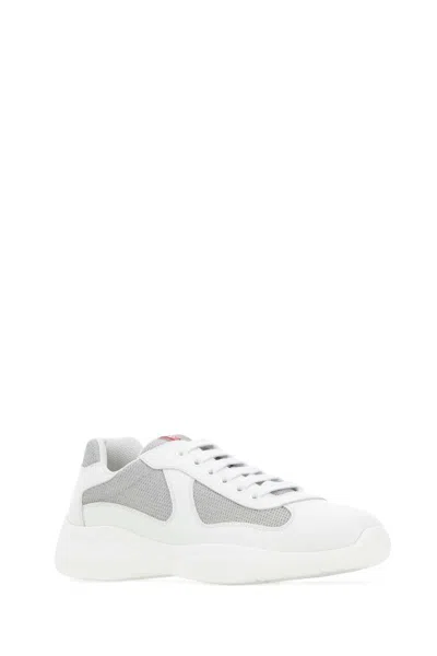 Prada Two-tone Leather And Tech Fabric Sneakers