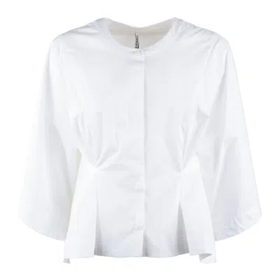 Liviana Conti Cotton Shirt With Pleats In White