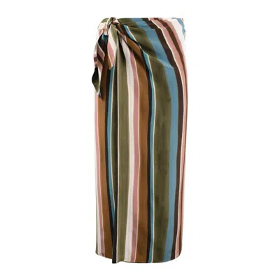 Max Mara Patterned Crepe De Chine Pareo Skirt In Multi