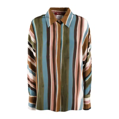 Max Mara Shirt In Patterned Crepe De Chine In Multi