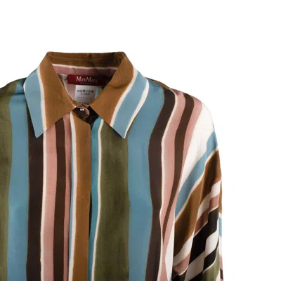 Max Mara Shirt In Patterned Crepe De Chine In Multi