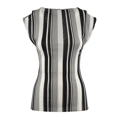 Philosophy Di Lorenzo Serafini Stretch Tulle Fabric With Striped Top In Gray