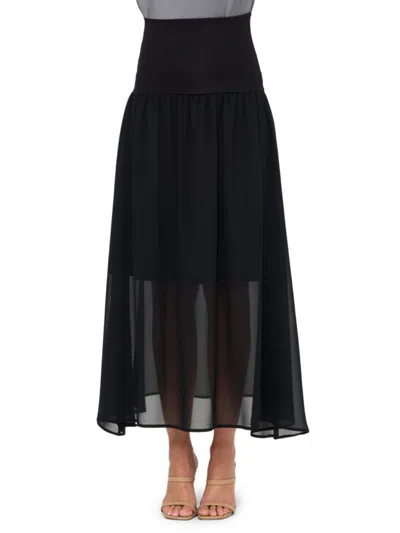 Renee C Women's Sheer High-waist Maxi Skirt