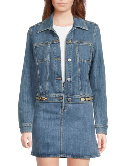 Stella Mccartney Women's Logo Stretch-cotton Denim Jacket In Blue