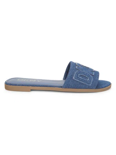 Dkny Women's Willow Logo Denim Flat Sandals