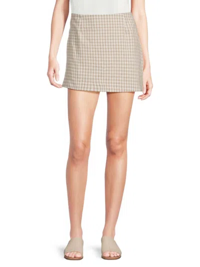 Lea & Viola Women's Gingham Miniskirt In Gray