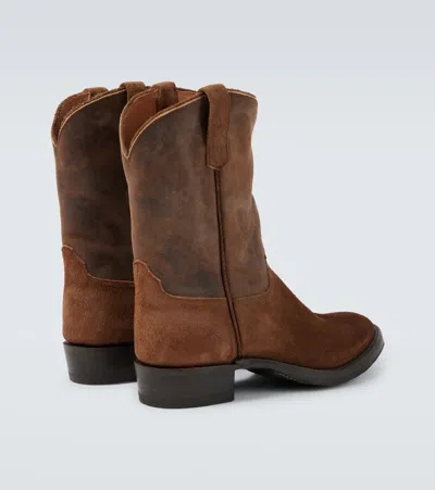 Rrl Suede And Leather Cowboy Boots In Brown
