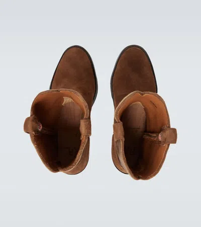 Rrl Suede And Leather Cowboy Boots In Brown