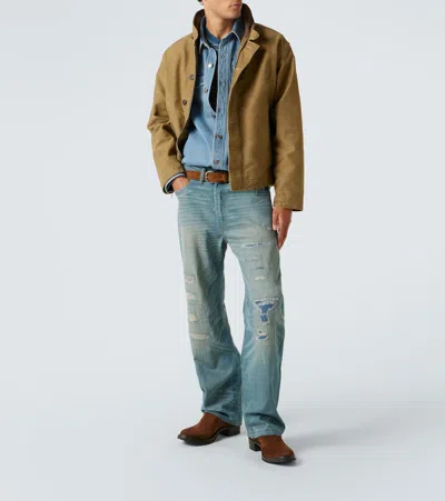 Rrl Suede And Leather Cowboy Boots In Brown
