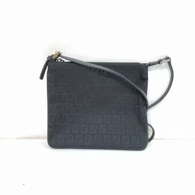 Pre-owned Fendi Black Canvas Leather Shoulder Bag ()