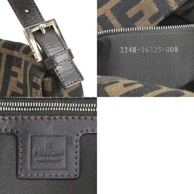Pre-owned Fendi Brown Canvas Leather Shoulder Bag ()