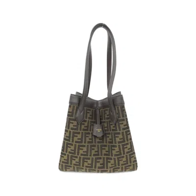 Pre-owned Fendi Dark Brown Canvas Leather Shoulder Bag ()