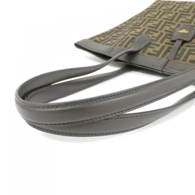 Pre-owned Fendi Dark Brown Canvas Leather Shoulder Bag ()