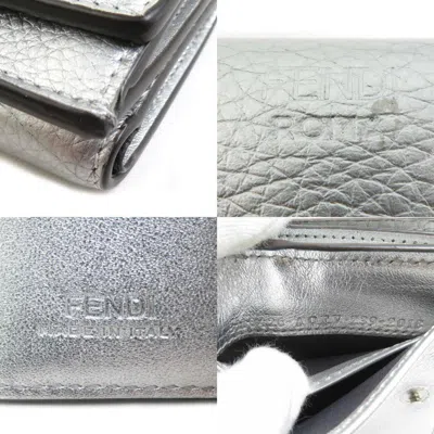 Pre-owned Fendi Silver Leather Wallet (tri-fold) ()
