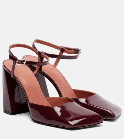 Amina Muaddi Charlotte 95 Patent Leather Pumps