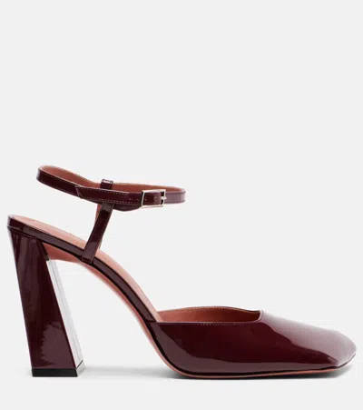 Amina Muaddi Charlotte 95 Patent Leather Pumps
