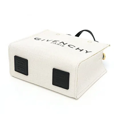 Pre-owned Givenchy Beige Black Linen Cotton Canvas Leather Tote Bag ()