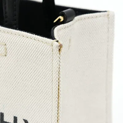 Pre-owned Givenchy Beige Black Linen Cotton Canvas Leather Tote Bag ()