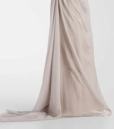 Marmar Halim Off-shoulder Silk Gown In Gray