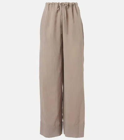 The Row Enea Toile Wide-leg Trousers In Brown