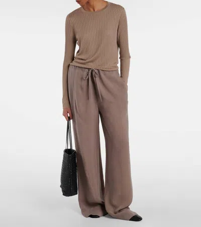 The Row Enea Toile Wide-leg Trousers In Brown