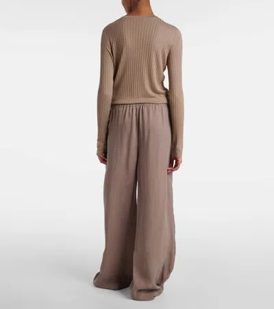 The Row Enea Toile Wide-leg Trousers In Brown