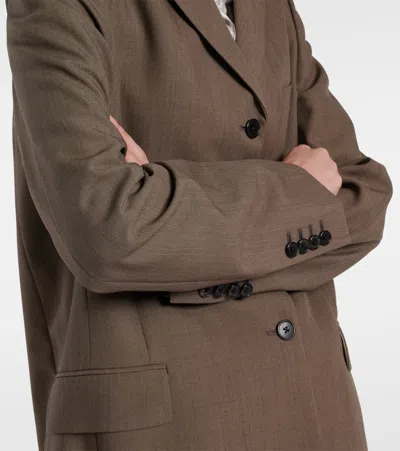 The Row Kimiko Silk And Wool Blazer In Brown