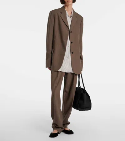 The Row Kimiko Silk And Wool Blazer In Brown