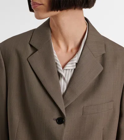 The Row Kimiko Silk And Wool Blazer In Brown