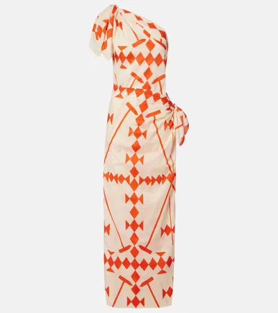 Johanna Ortiz Seaweed Asymmetric Cotton Midi Dress In White