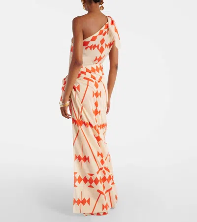 Johanna Ortiz Seaweed Asymmetric Cotton Midi Dress In White