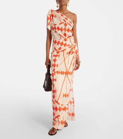 Johanna Ortiz Seaweed Asymmetric Cotton Midi Dress In White