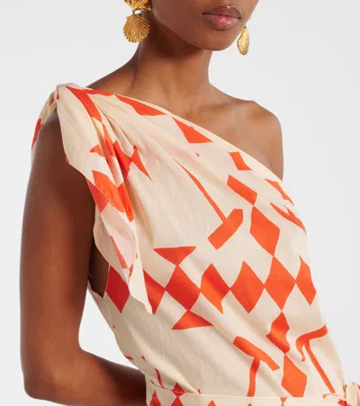 Johanna Ortiz Seaweed Asymmetric Cotton Midi Dress In White