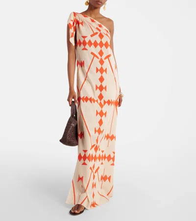 Johanna Ortiz Seaweed Asymmetric Cotton Midi Dress In White