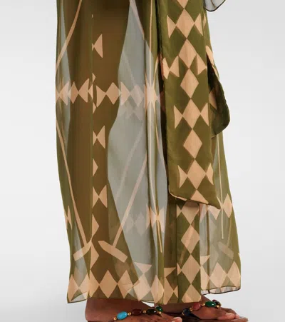 Johanna Ortiz Amazon Georgette Kimono Maxi Dress In Green