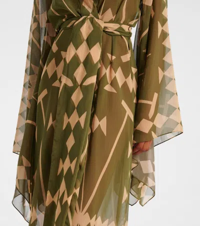 Johanna Ortiz Amazon Georgette Kimono Maxi Dress In Green