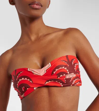 Johanna Ortiz Printed Bikini Top In Red