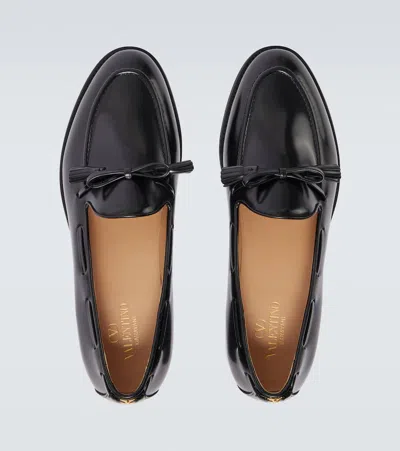 Valentino Bowshire Polished Leather Loafers